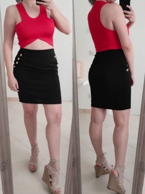 TULIPANO-CROP TOP ROSSO CON SPALLINE