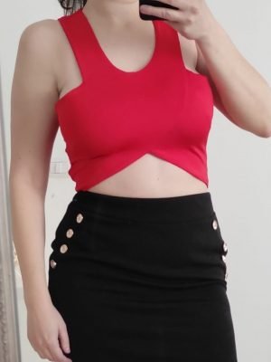 TULIPANO-CROP TOP ROSSO CON SPALLINE