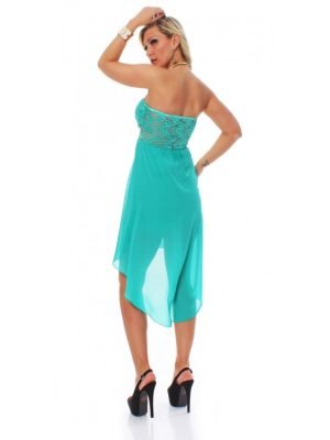 AMBER-ABITO A FASCA IN PIZZO CON CODA IN CHIFFON