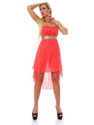 AMBER-ABITO A FASCA IN PIZZO CON CODA IN CHIFFON