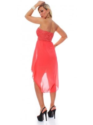 AMBER-ABITO A FASCA IN PIZZO CON CODA IN CHIFFON