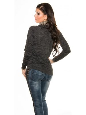 GUNDA-MAGLIA CON COLLO LEOPARDATO