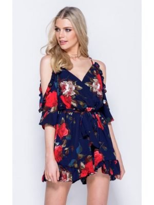 MARSH-OVERALL FLOREALE CON SPALLE NUDE