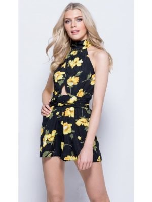 MARSH-OVERALL FLOREALE CON SPALLE NUDE