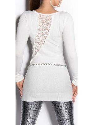 LUDO-ABITO MAGLIA LUNGA CON PIZZO