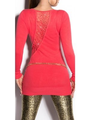 LUDO-ABITO MAGLIA LUNGA CON PIZZO