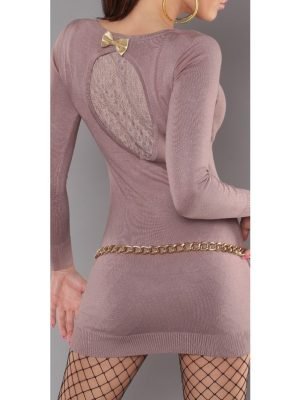 DENER-VESTITO MAGLIA LUNGA CON PIZZO