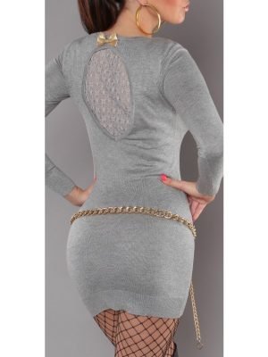 DENER-VESTITO MAGLIA LUNGA CON PIZZO