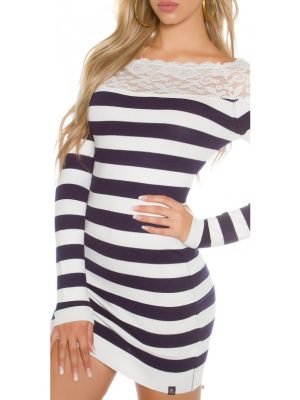 MARLENE-ABITO A RIGHE CON PIZZO