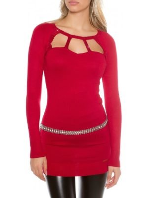 DIGGORY-VESTITO MAGLIA LUNGA CON PIZZO