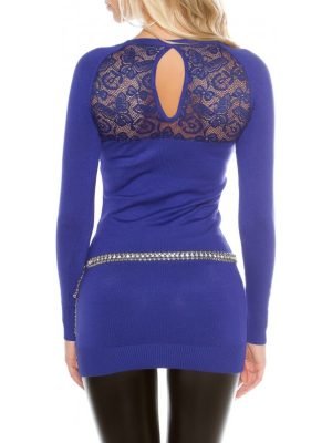 DIGGORY-VESTITO MAGLIA LUNGA CON PIZZO