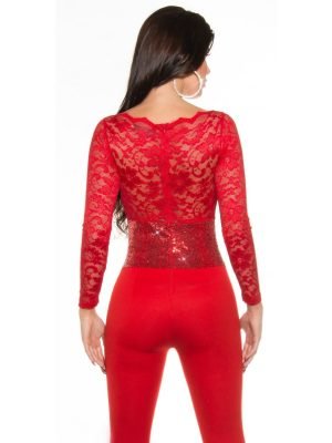 JOHN-OVERALL LUNGO CON PIZZO E PAILLETTES