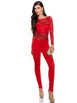 JOHN-OVERALL LUNGO CON PIZZO E PAILLETTES