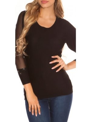 TWILA-MAGLIA CON MANICHE VELATE