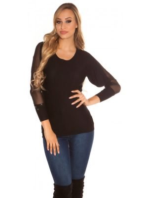 TWILA-MAGLIA CON MANICHE VELATE