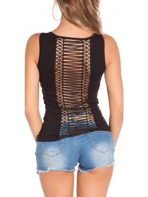 PEACE-TOP CANOTTA CON STRASS