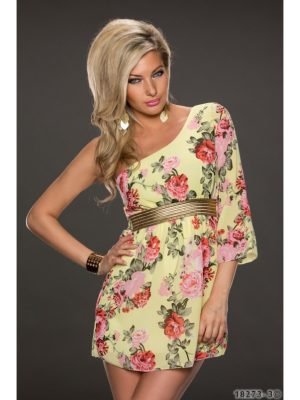 SUE-ABITO NERO CHIFFON MONOMANICA CON FANTASIA FLOREALE