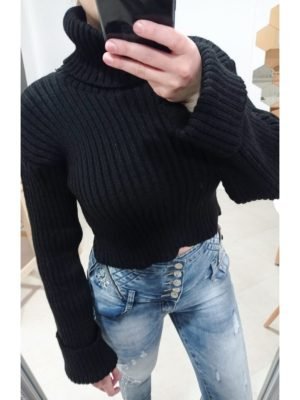 PULLOVER CROP CON COLLO ALTO