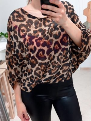 BLOUSA LEOPARDATA TRASPARENTE