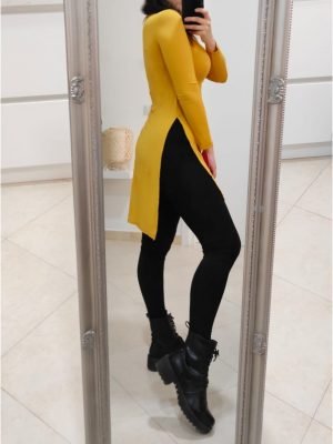MAGLIA SENAPE CON SPACCHI