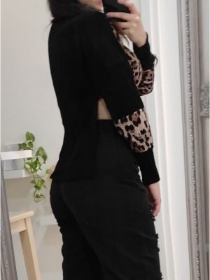 MAGLIA LEOPARDATA CORTA DAVANTI