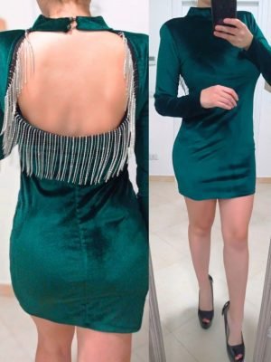 ABITO IN VELLUTO CON FRANGE E STRASS