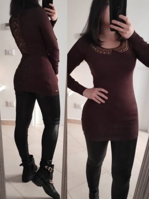 ROOF-ABITO MAGLIA LUNGA CON PIZZO