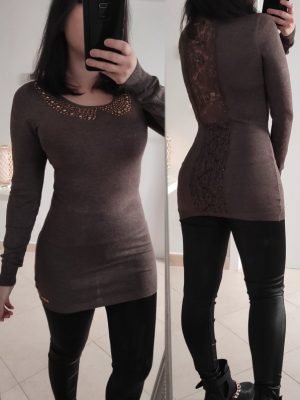 ROOF-ABITO MAGLIA LUNGA CON PIZZO