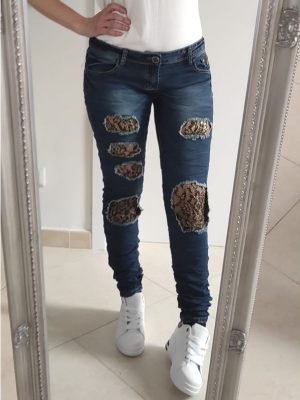 JEANS CON STRAPPI E PIZZO A VITA BASSA