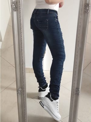 JEANS CON STRAPPI E PIZZO A VITA BASSA