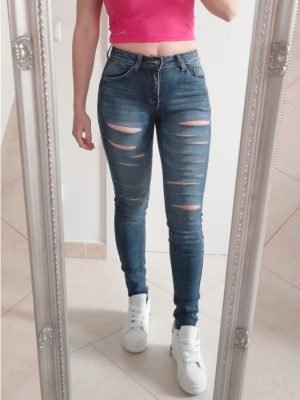 JEANS CON TAGLI A VITA ALTA