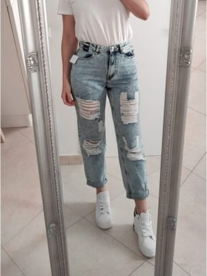 BOB-JEANS MOM FIT CON STRAPPI