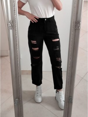 JEANS MOM FIT CON STRAPPI