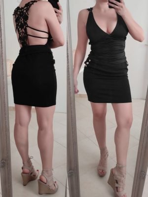 Erminia-TOP Arricciato con pizzo sulla schiena