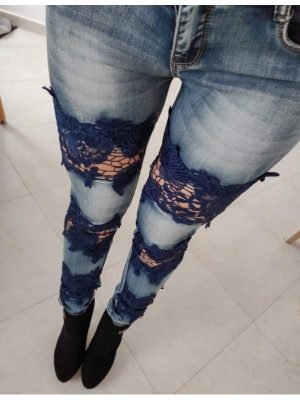 POLIANNA-JEANS CON PIZZO Blu