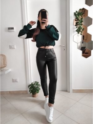 PANTALONE TERMICO IN ECOPELLE ELASTICO