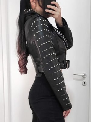 GIACCA ECOPELLE CON STRASS E BORCHIETTE