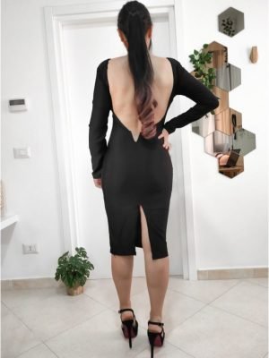 Abito longuette con scollo sulla schiena