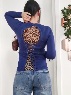 MERV-MAGLIA MAGLIONCINO CON RETRO LEOPARDATO