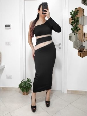 ABITO monospalla LUNGO Con trasparenze