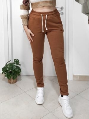 Pantalone tuta felpato camel
