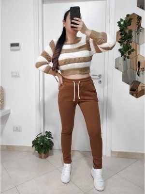 Pantalone tuta felpato camel