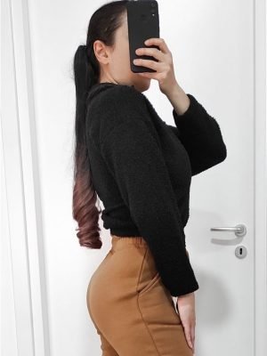 Maglioncino crop teddy nero