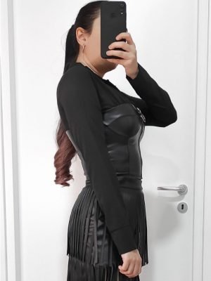 Camicia con corpetto ecopelle nero
