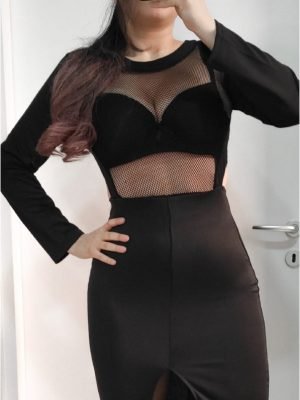 Abito tubino con corpino in rete