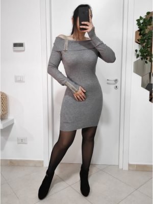 LORRIN-VESTITO MAGLIA LUNGA SCOLLO A BARCA