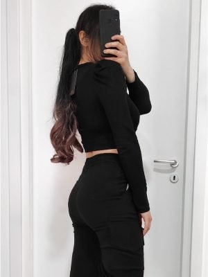 MAGLIA CROP CON MANICHE A PALLONCINO